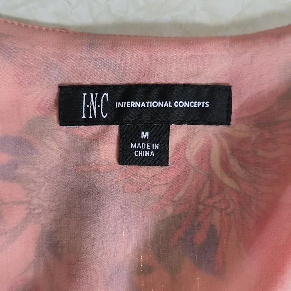 INC Pink floral faux wrap blouse Size‎ Medium - Picture 6 of 11